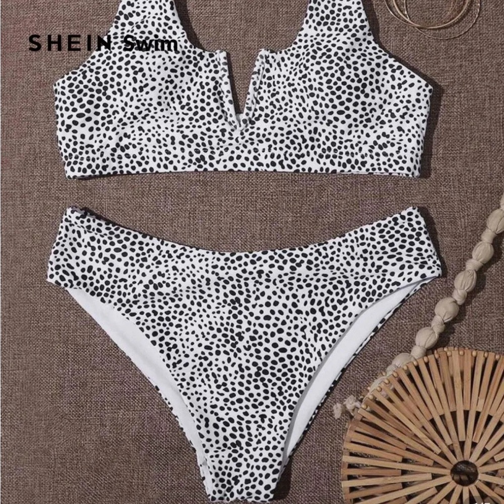 SHEIN Swim Black and White Spotted Bikini